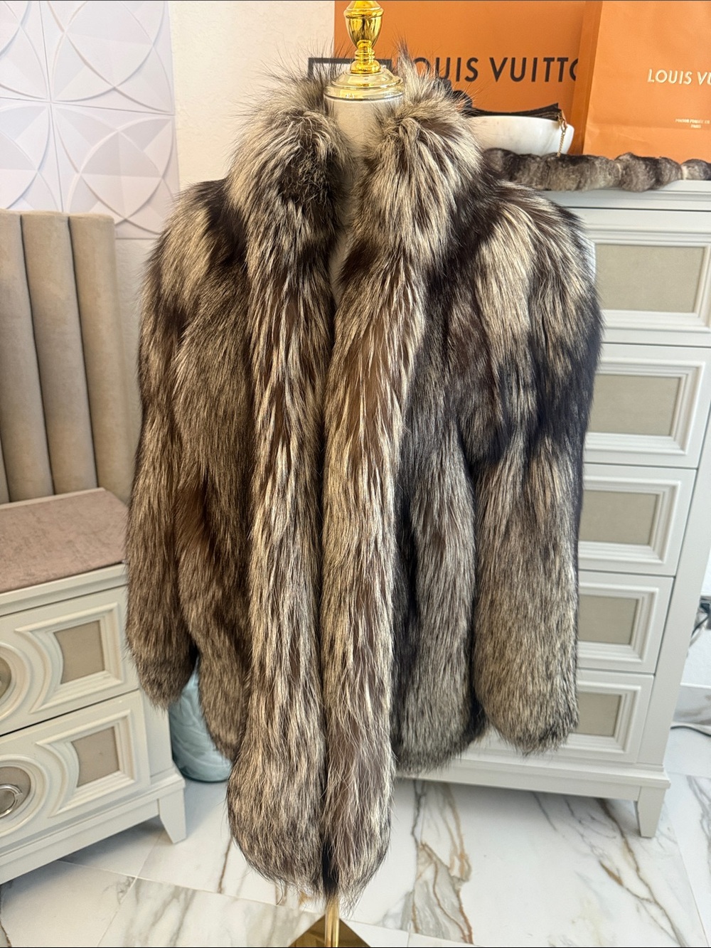Silver fox fur Japanese piece thick pelts medium size
